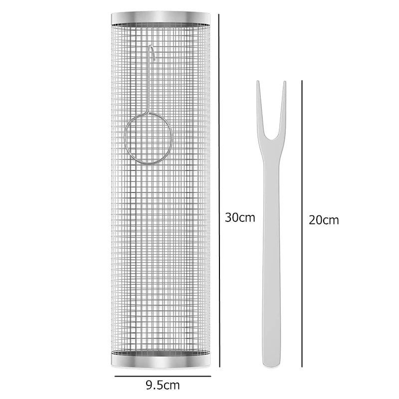 Stainless Steel Rolling BBQ Basket 30cm