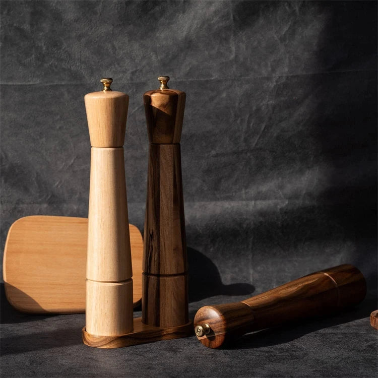 Acacia Wood Salt & Pepper Mill Tray – Grinder Stand & Holder – Best for Protecting Worktops & Dining Tables