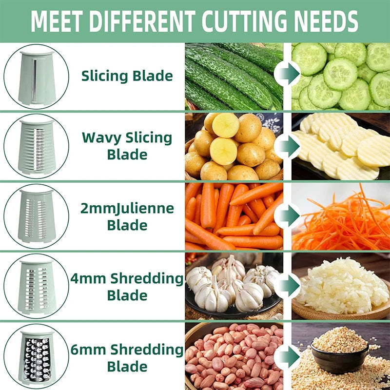 Rotary Cheese Grater with 5 Replaceable Blades
