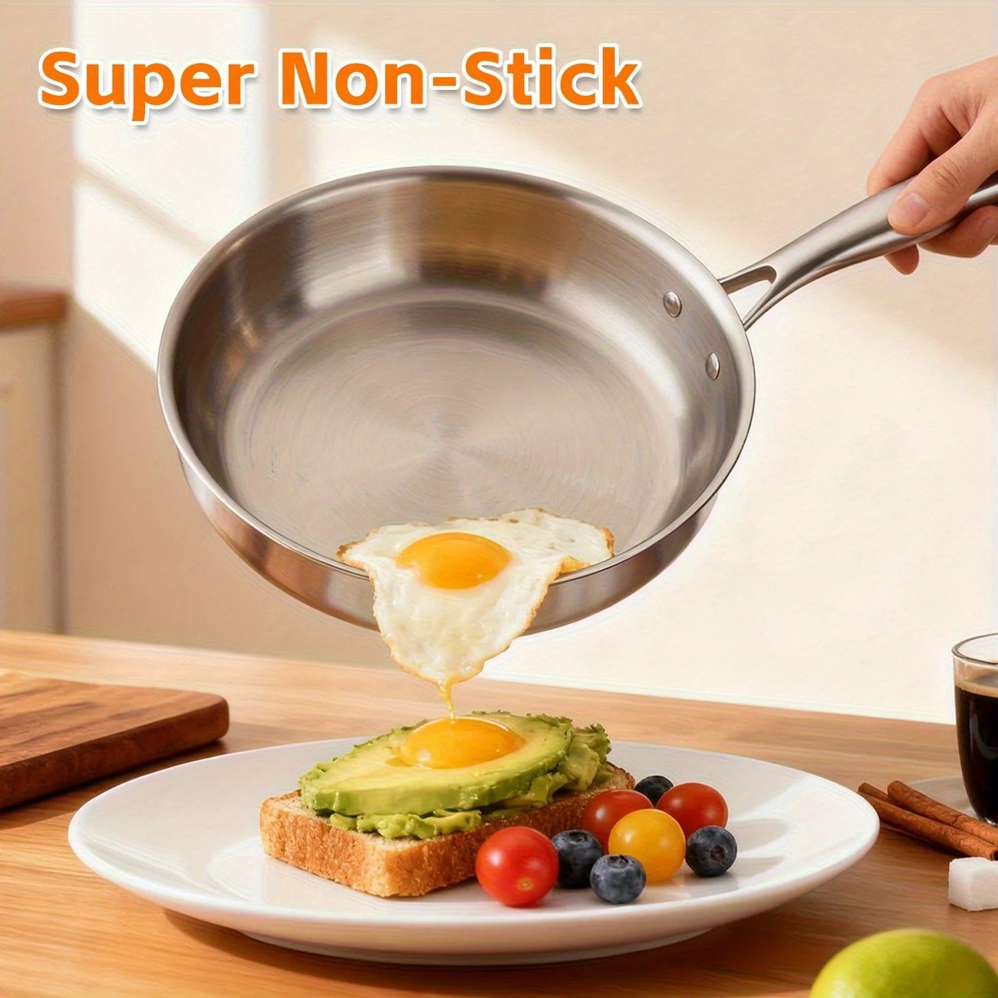 316L Stainless Steel Uncoated Frying Pan