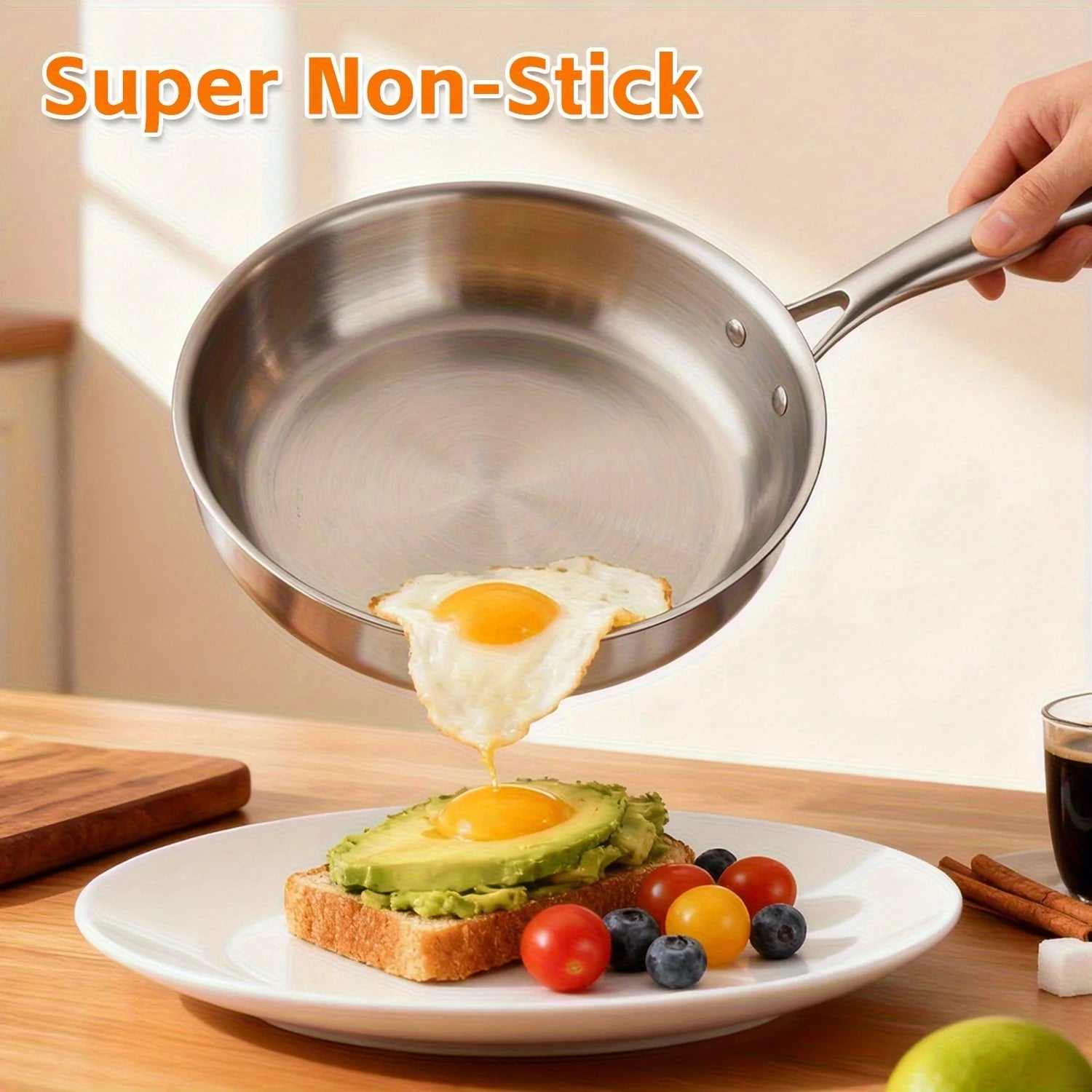 316L Stainless Steel Uncoated Frying Pan