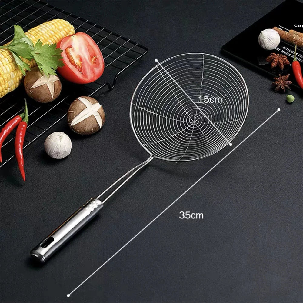 Fine Mesh Spider Strainer – Stainless Steel Skimmer Spoon with Long Handle – Ideal for Frying, Noodles & Blanching – Available in 11, 13, 15 & 17cm