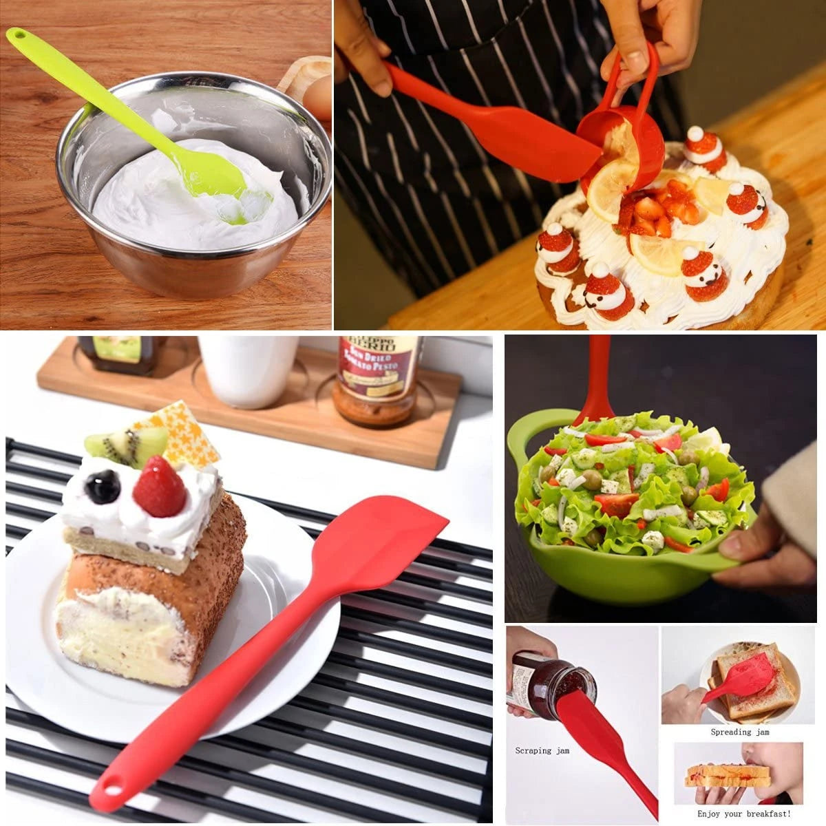 27cm Heat Resistant Silicone Spatula – Flexible Non-Stick Scraper for Baking & Cooking – Ideal for Mixing, Folding & Scraping Bowls – Available in Black, Blue, Orange, Pink, Red & Yellow Colours
