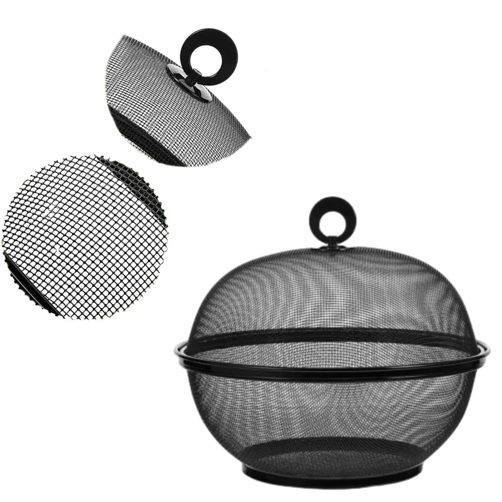 Modern Stainless Steel Mesh Fruit Basket with Bowl Base & Collapsible Cover – Breathable Design for Fly & Insect Protection – Ideal for Kitchen Use, Tables, Picnics & BBQs – Portable, Easy to Clean & Perfect for Storing Fruits and Vegetables