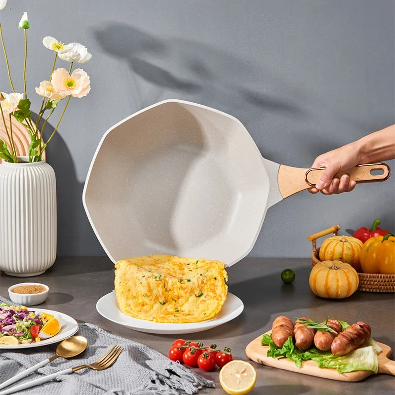 Octagonal Medical Stone Non-Stick Wok Frying Pan with Glass Lid – Deep Skillet for Stir-Fries, Sautéing, Frying, Soup, Noodles, Steak, Eggs, Pancakes & One-Pan Meals – Induction & Gas Compatible – Available in 30cm &  32cm