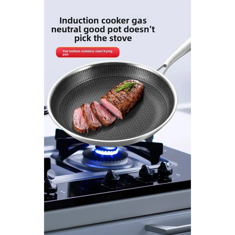 304 Stainless Steel Honeycomb Frying Pan