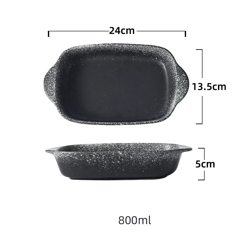 Ceramic Rectangular Baking Tray with Dual Handles – High-Temperature Resistant Porcelain Dish for Baking, Roasting, BBQ, Pasta, Rice, Lasagna, Salads & Daily Meals – Durable, Easy-to-Clean & Even-Heat Design – Oven, Microwave & Dishwasher Safe