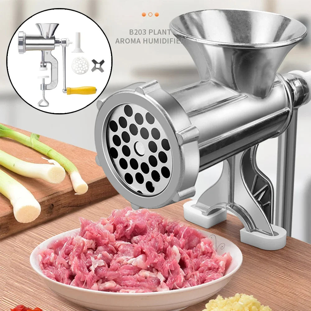 Manual Meat Mincer with Table Clamp – Hand Crank Meat Grinder for Beef, Chicken & Vegetables – Ideal for Homemade Mince & Burgers (20 x 15cm)