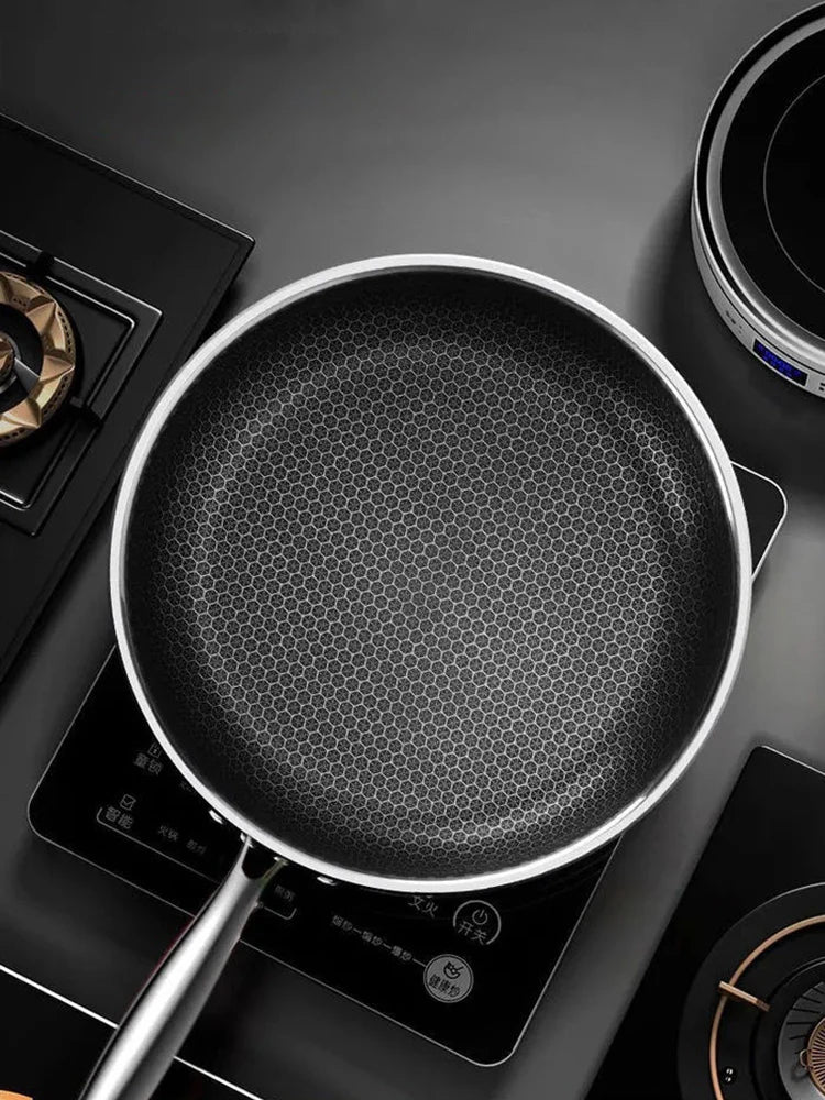 Honeycomb Tri-Ply Stainless Steel Frying Pan-Available sizes: 26cm, 28cm, 30cm, 32cm