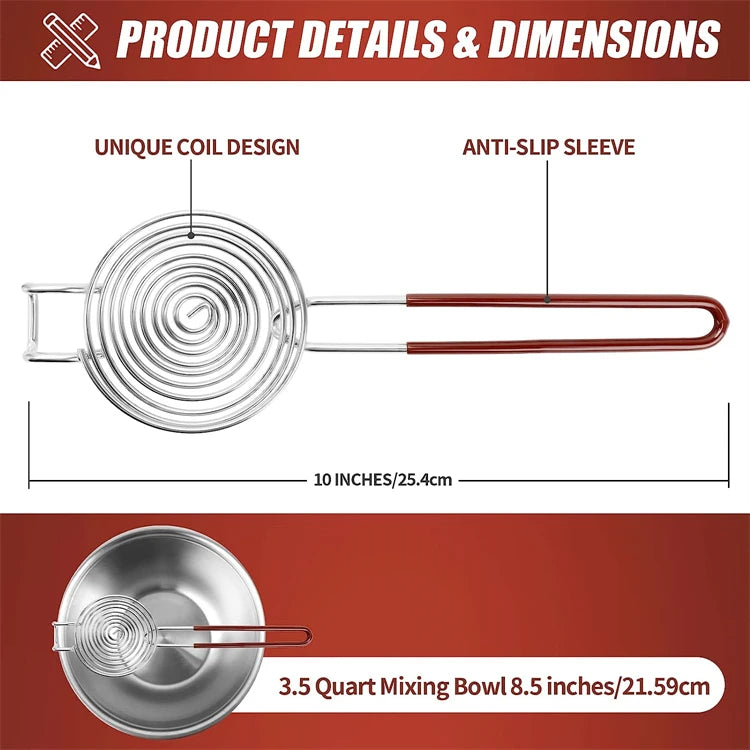 Long Handle Stainless Steel Egg Separator – Egg White & Yolk Divider Filter – Ideal for Baking, Meringues & Omelettes – Available in Brown & Red Colours