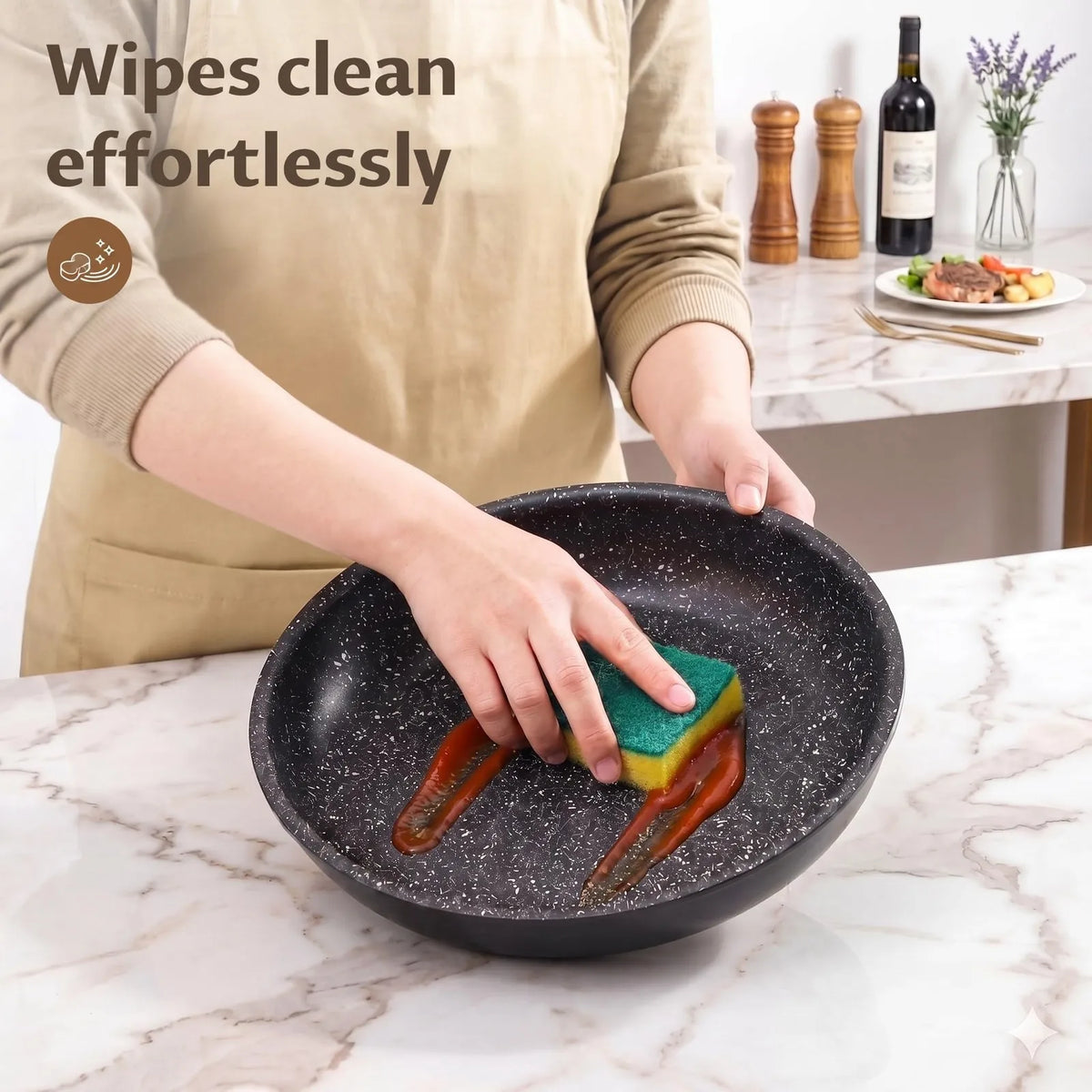 4 Piece Non-Stick Frying Pan Set with Detachable Handle – Stackable 20cm, 24cm & 28cm Pans – Ideal for Hob to Oven to Table Cooking