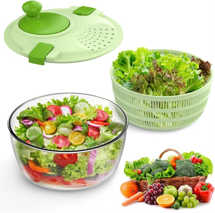 4.2L Quick Dry Salad Spinner – Lettuce Washer & Drainer with Multiple Water Outlets – Best for Washing & Drying Salad Leaves – Available in Black & Green Colours