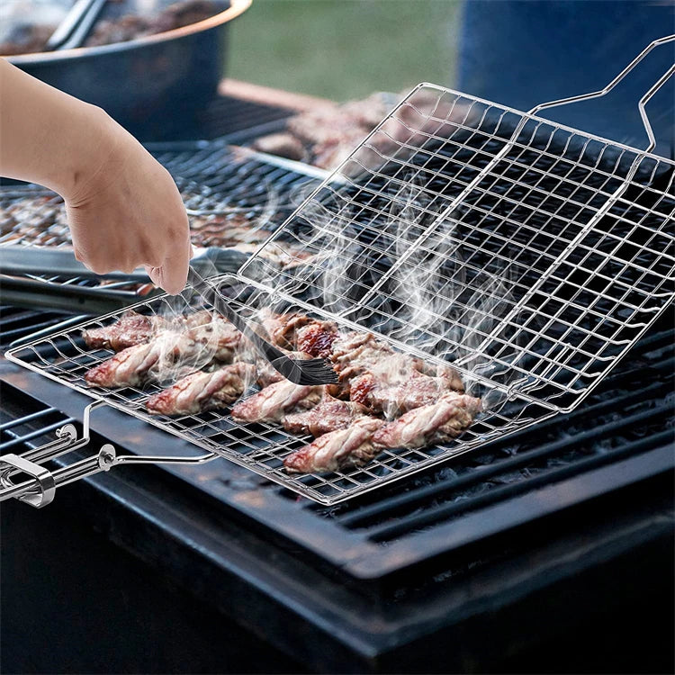 Foldable Stainless Steel BBQ Grill Basket