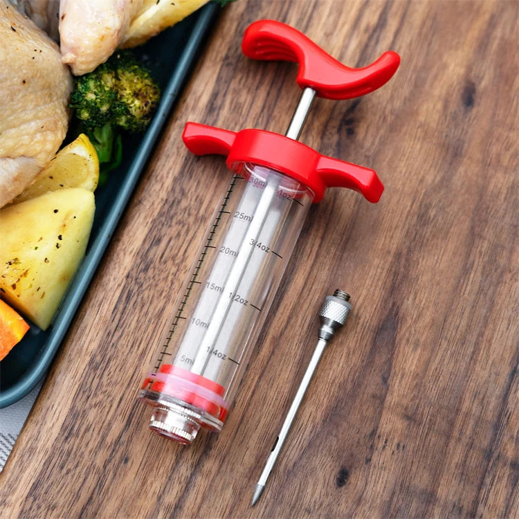 Stainless Steel Meat Injector Syringe with 3 Marinade Needles – Flavour Injector Kit – Best for Turkey, Chicken & BBQ Meats