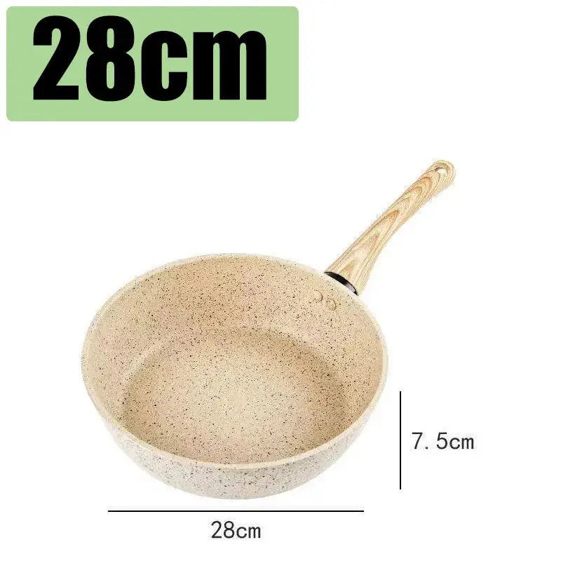 Non-Stick Deep Pan with Ergonomic anti-slip Handle – Maifan Stone Ceramic Thick-Bottom Skillet /Pan Ideal for Eggs, Pancakes, Omelettes, Sautéing, Sauces, Searing, Stir-Fry &One-Pan Meals 28cm without lid