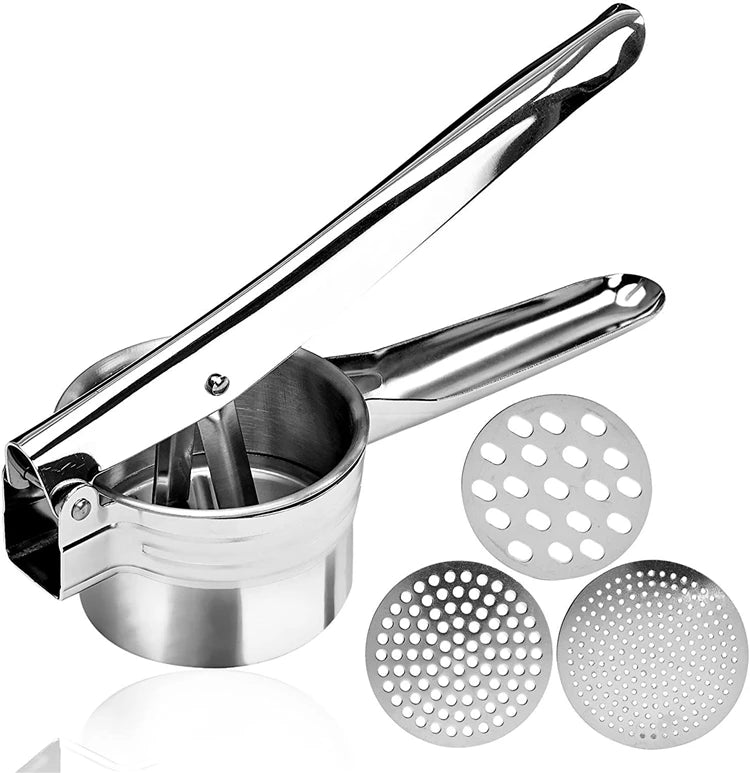 Stainless Steel Potato Ricer with 3 Interchangeable Discs