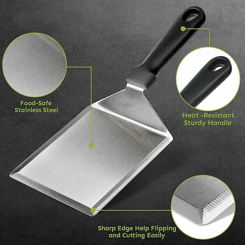 Stainless Steel Grill Spatula with Cutting Edge