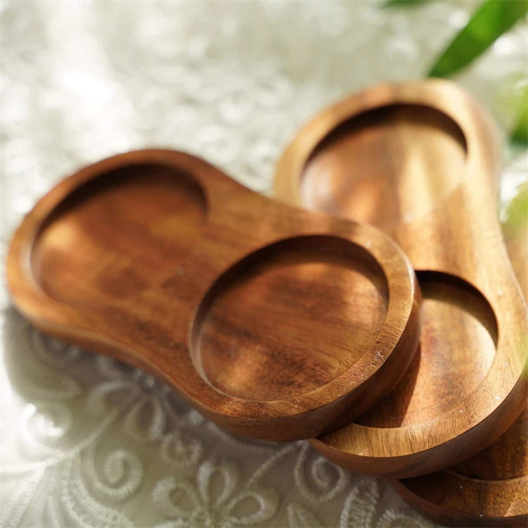 Acacia Wood Salt & Pepper Mill Tray – Grinder Stand & Holder – Best for Protecting Worktops & Dining Tables