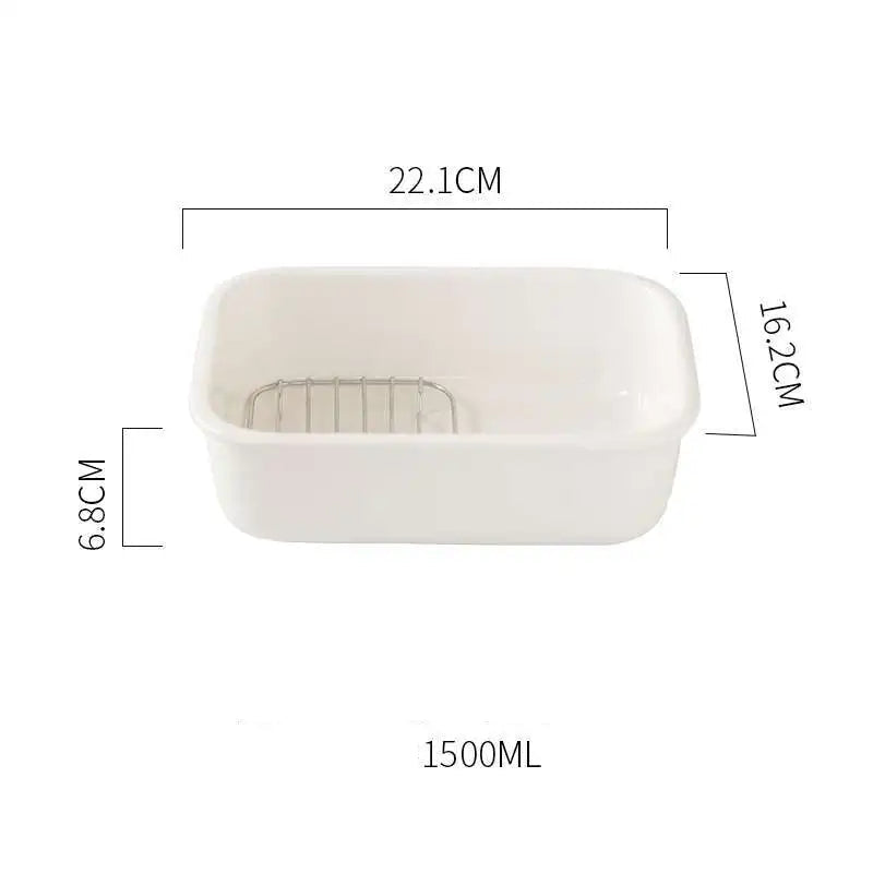 Ceramic Baking Dish with Removable Stainless Steel Rack Large — 1500ml(with Half Rack)