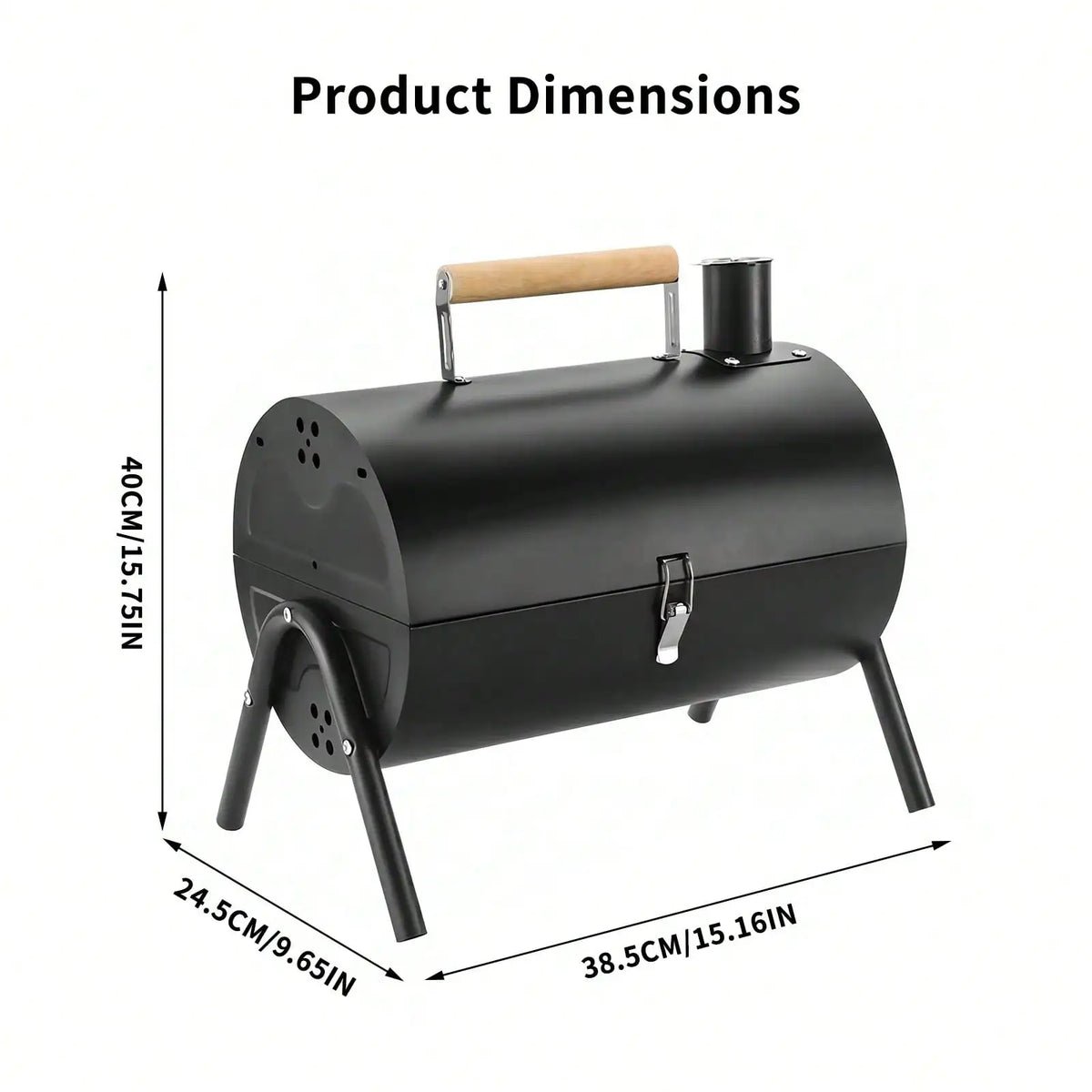 Double Layer Portable Charcoal BBQ with Grill Plate – Camping Barbecue with Grill Rack, Non-Stick Hot Plate & Chimney – Great for Picnics, Garden & Beach