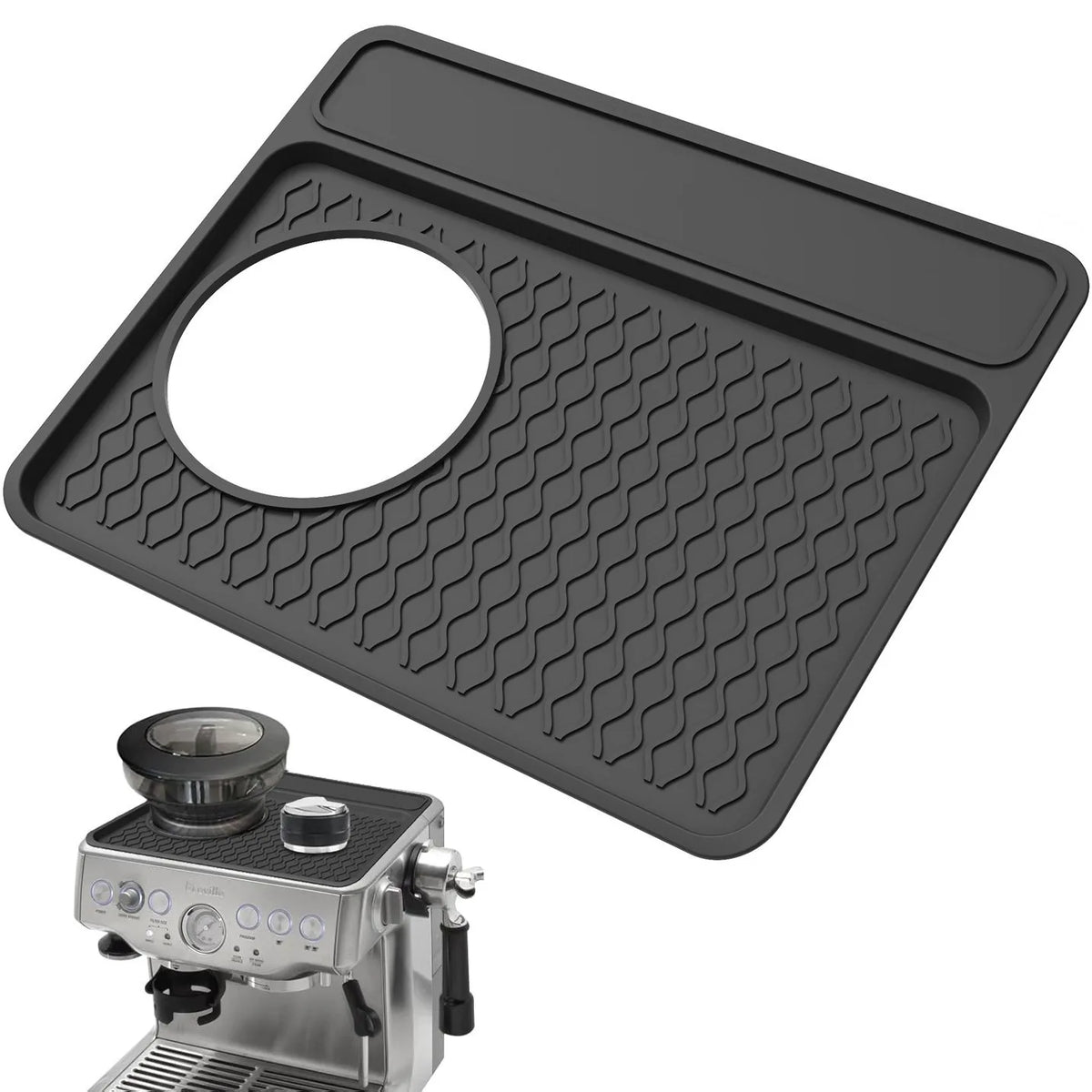 Non-Slip Silicone Espresso Tamping Mat – Coffee Machine Top Mat & Tamper Pad – Perfect for Tamping Espresso at Home – Available in Black & Grey Colours
