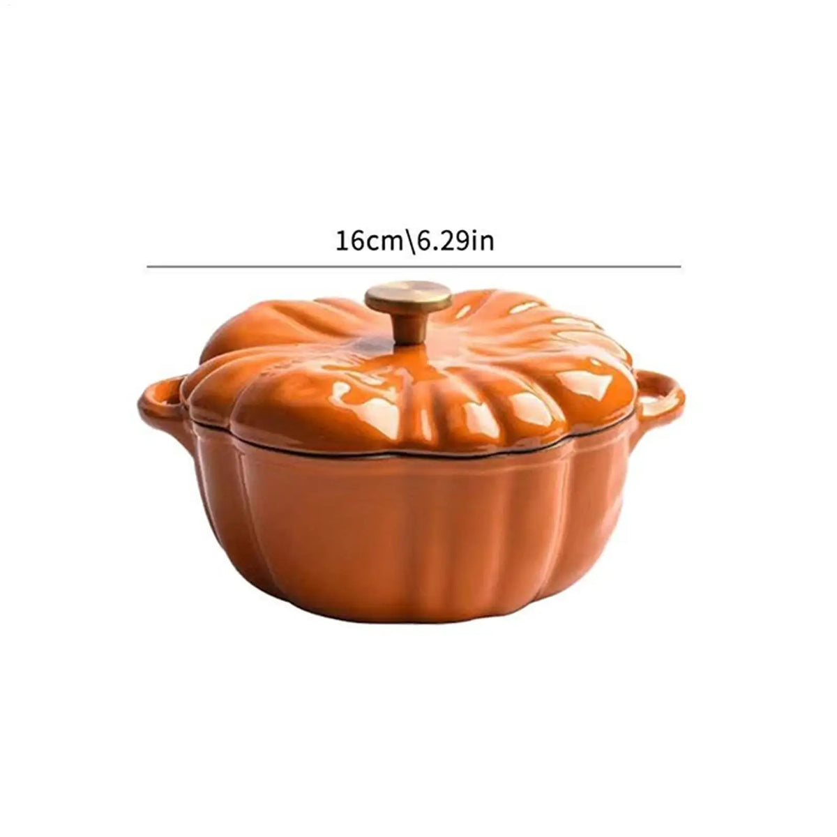 Pumpkin Cast Iron Dutch Oven – Enamelled Mini Casserole Pot & Cocotte with Lid – Perfect for Autumn Soups, Stews & Halloween Serving (16cm)