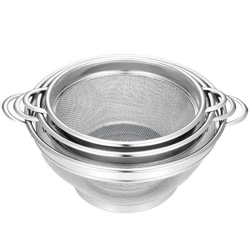 304 Stainless Steel Colander with Handles – Pasta Strainer Bowl – Ideal for Draining Pasta, Spaghetti, Vegetables & Fruit – Available in Small, Medium & Large