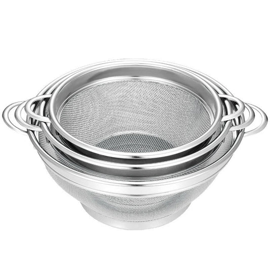 304 Stainless Steel Colander with Handles – Pasta Strainer Bowl – Ideal for Draining Pasta, Spaghetti, Vegetables & Fruit – Available in Small, Medium & Large
