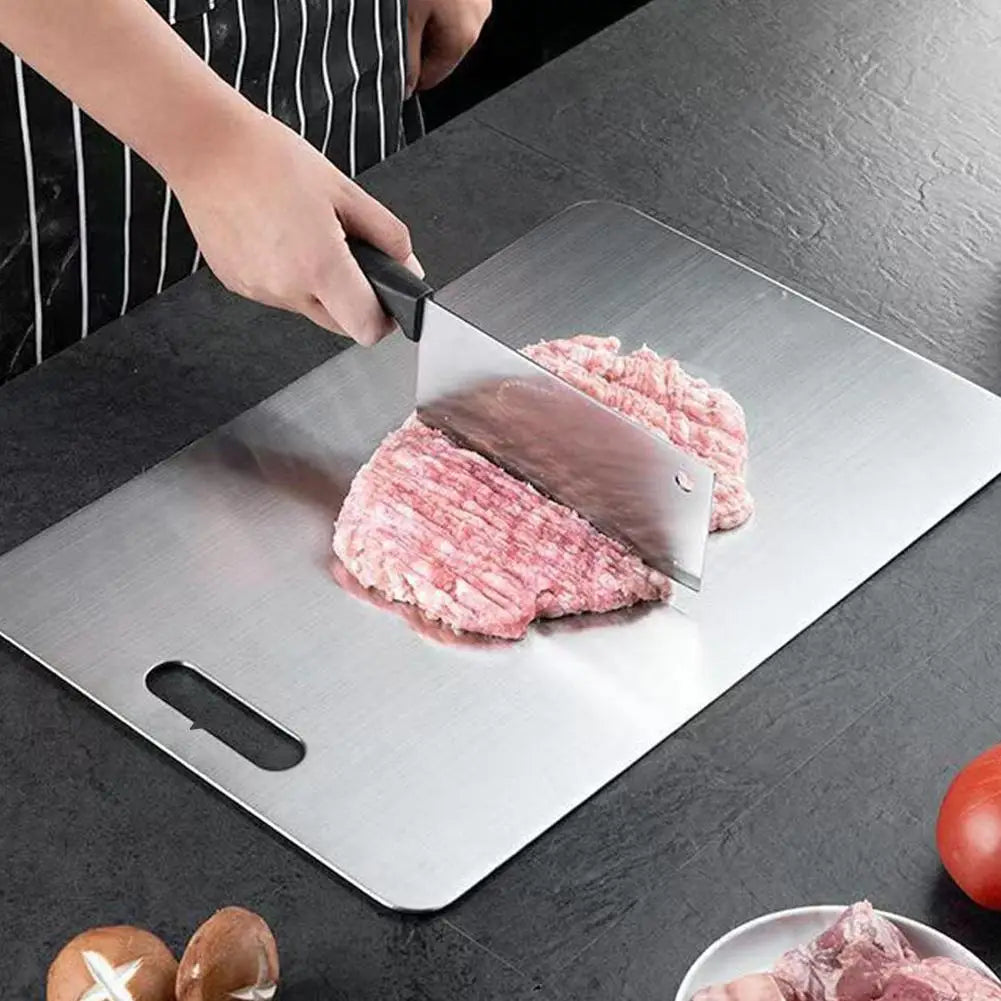 304 Stainless Steel Double-Sided Chopping Board – Thickened Hygienic Cutting Board for Meat, Fruit & Veg – Great for Easy-Clean Prep – Available in 4 Sizes