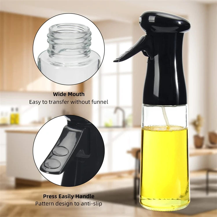 200ml Olive Oil Sprayer for Cooking – Oil Mister & Vinegar Spritzer Bottle – Ideal for Air Frying, Salads, Roasting & Baking – Available in Black & White Colours
