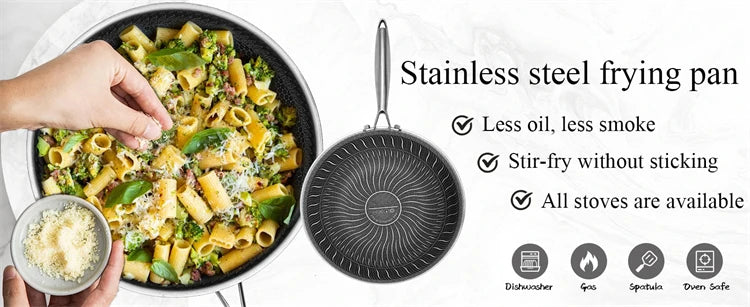 316 Stainless Steel Honeycomb Wok Pan