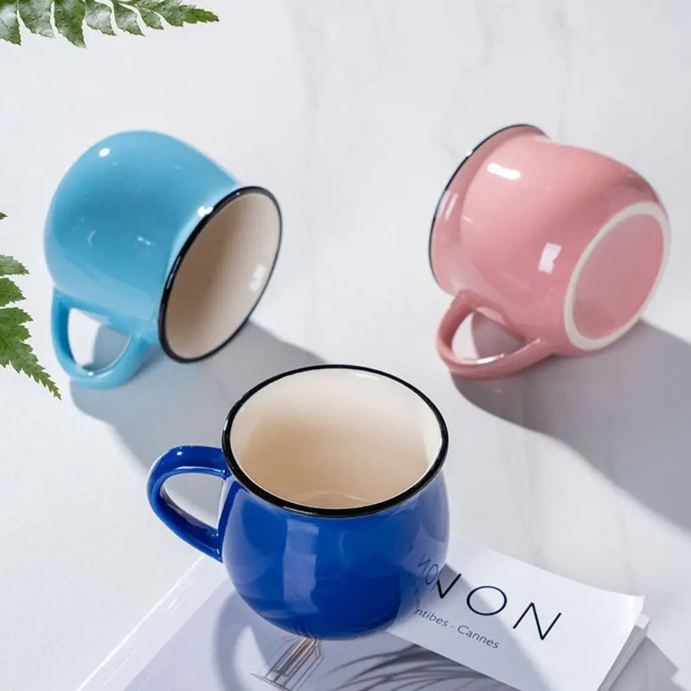 Nordic Ceramic Coffee & Tea Mug – Solid Colour Vintage Milk Cup, Available in 8 Colours & 2 Sizes (300ml / 400ml)