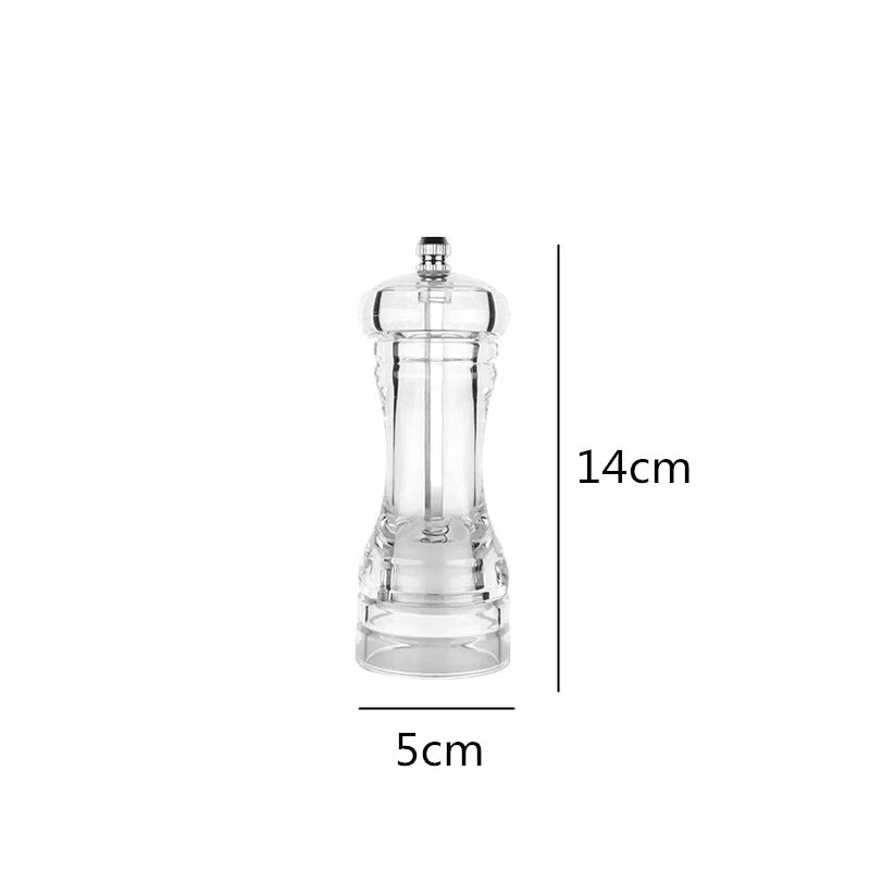 Clear Acrylic Salt & Pepper Grinder Mill with Adjustable Ceramic Coarseness – Refillable Sea Salt & Pepper Mill – Great for Sea Salt & Peppercorns – Available in 4, 5, 6 & 8 Inch