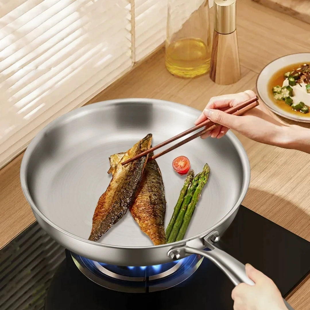 Stainless Steel Frying Pan | Uncoated | Ideal for Searing, One-Pan Meals & Everyday Cooking on Gas & Induction