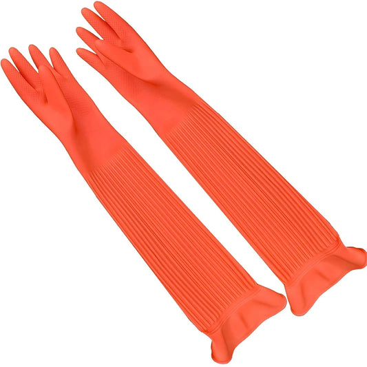 Extra Long Rubber Kitchen Cleaning Gloves – Reusable Non-Slip Natural Latex Washing Up Gloves – Perfect for Dishes, Cleaning & Household Chores