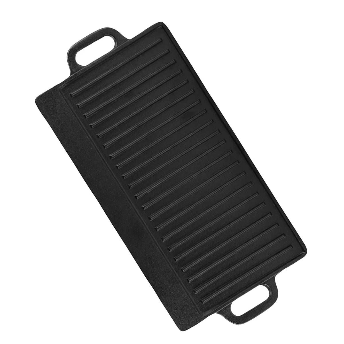 Double-Sided Cast Iron Grill Pan with Dual Handles – Rectangular Reversible Griddle Plate – Best for Steaks, Pancakes & BBQ Grilling