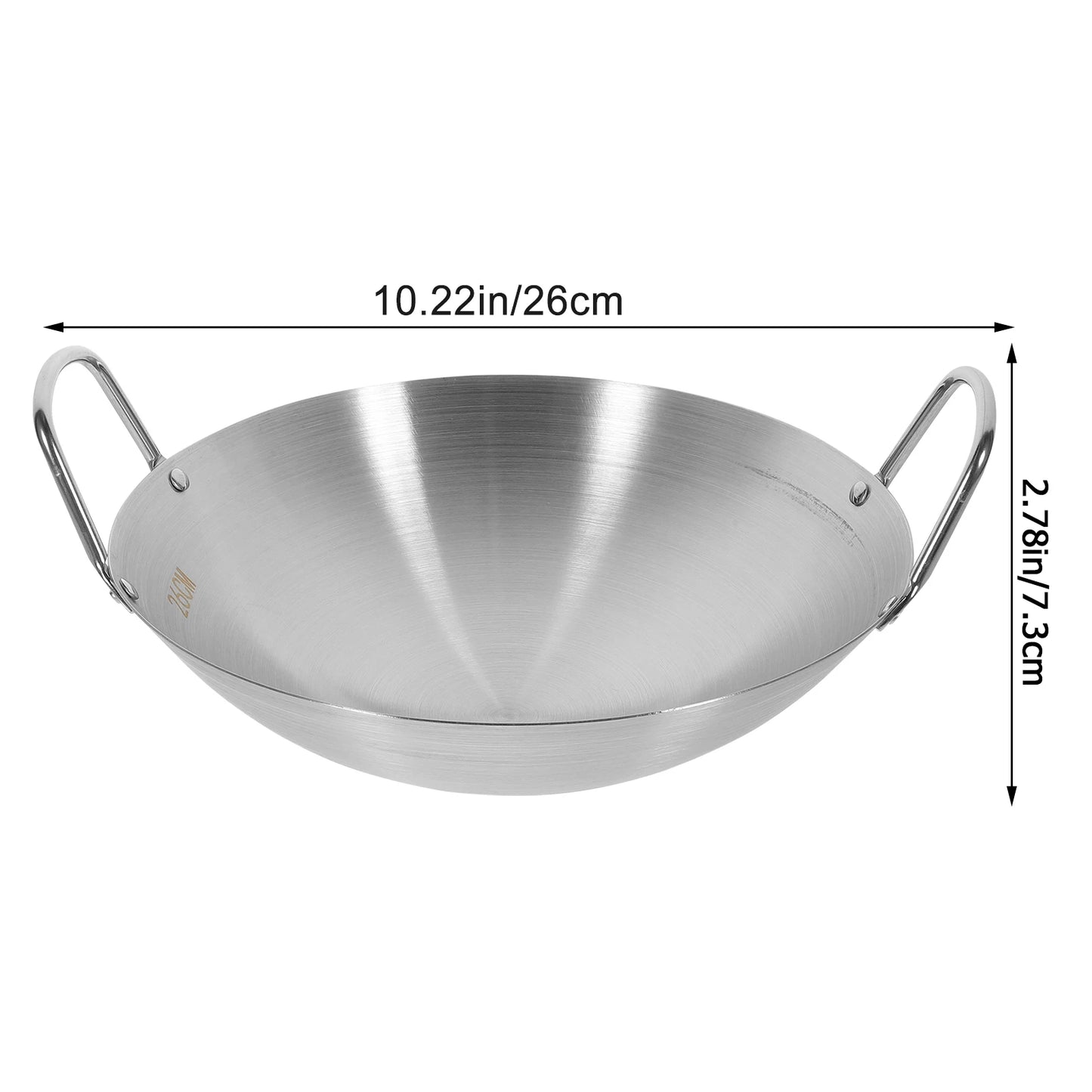 Stainless Steel Wok with Dual Handles – Uncoated Heavy-Duty Thick Durable Chef’s Cooking Wok Pan – Perfect for Stir-Frying, Deep-Frying, Steaming, Boiling, Searing, Smoking & More – Available in 26cm, 28cm