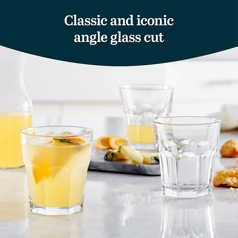 248ml Stackable Square Drinking Glasses – Reusable Glass Tumblers – Ideal for Water, Juice, Milk & Coffee – Available in 1 & 2 Pieces
