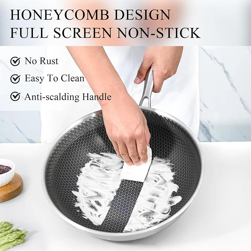 316 Stainless Steel Honeycomb Wok Pan
