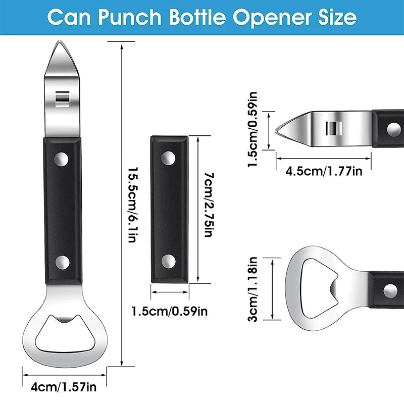 Stainless Steel Can Punch & Bottle Opener – Compact Manual Can Tapper – Great for Camping, Picnics & Everyday Use – Available in Camel & Black Colours