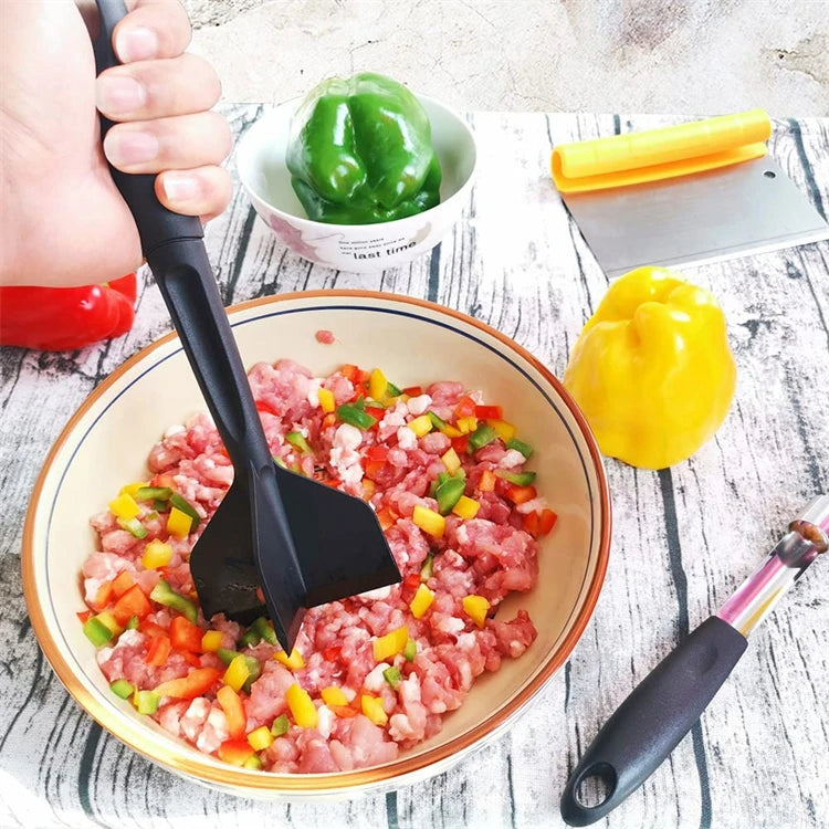 Heat Resistant Meat Chopper & Masher – Mince & Burger Smasher Tool for Nonstick Pans – Best for Browning Mince & Mashing Potatoes