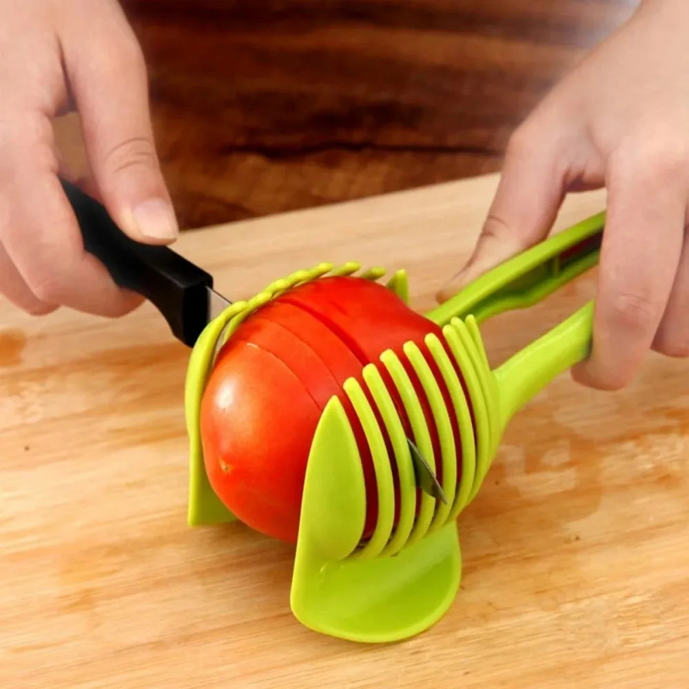 Lemon & Tomato Slicing Holder – Handheld Fruit & Vegetable Cutting Guide Clip for Even Slices – Perfect for Lemons, Tomatoes, Onions & Potatoes (18cm)