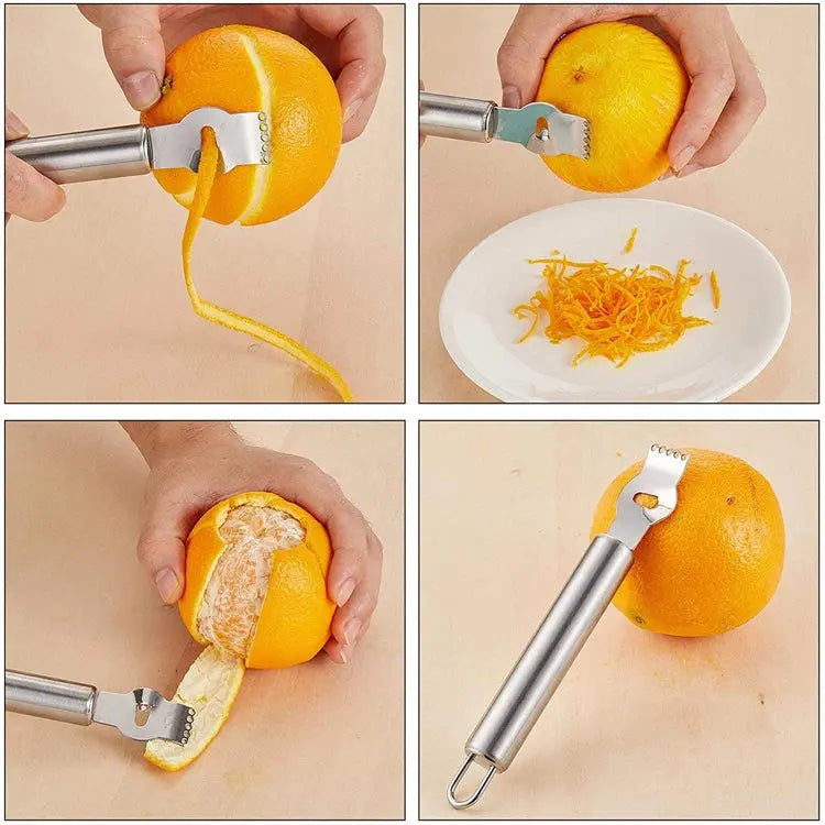 5-Piece Stainless Steel Kitchen Grater & Zester Set with Cleaning Brush – Includes Fine, Medium & Coarse Graters, Lemon Rind Remover / Citrus Peeler – Ideal for Cheese, Vegetables, Chocolate, Citrus & Daily Cooking Tasks