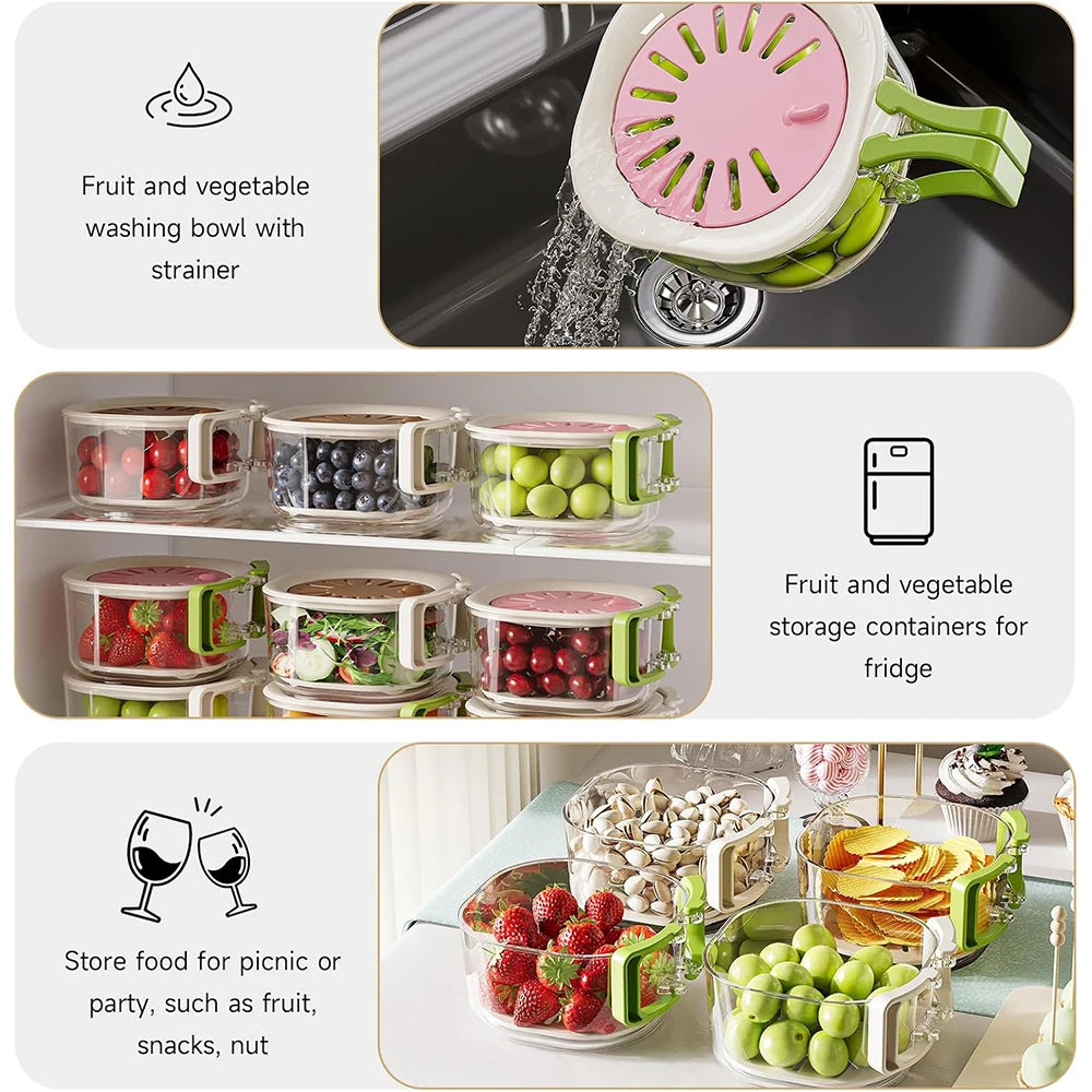 2 in 1 Fruit Washing Bowl with Strainer – Multi-Function Vegetable Colander & Drain Basket – Ideal for Washing Fruit, Vegetables & Salad – Available in Khaki, Pink & Blue Colours