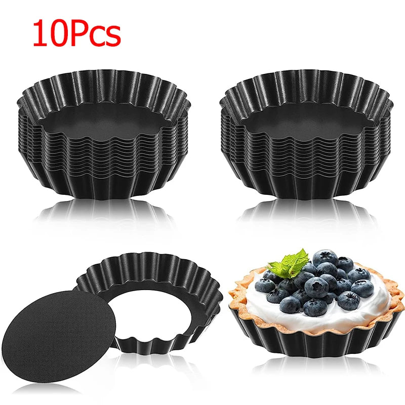 8cm Non-Stick Carbon Steel Mini Tart Pans with Removable Bottoms – Fluted Egg Tart Moulds – Great for Tarts, Quiches & Cupcakes – Available in 4 Pieces, 6 Pieces, 8 Pieces & 10 Pieces