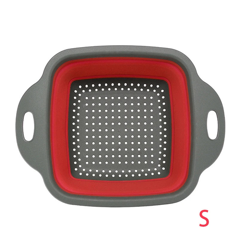 Square Collapsible Silicone Colander – Foldable Food, Fruit & Vegetable Strainer – Great for Draining Pasta & Saving Cupboard Space – Available in Green, Blue, Red & Orange Colours
