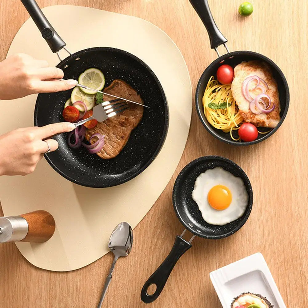 Speckled Stone Mini Frying Pan – Flat Bottom Non-Stick Egg & Pancake Pan with Hanging Loop – Perfect for Single Servings & Small Kitchens