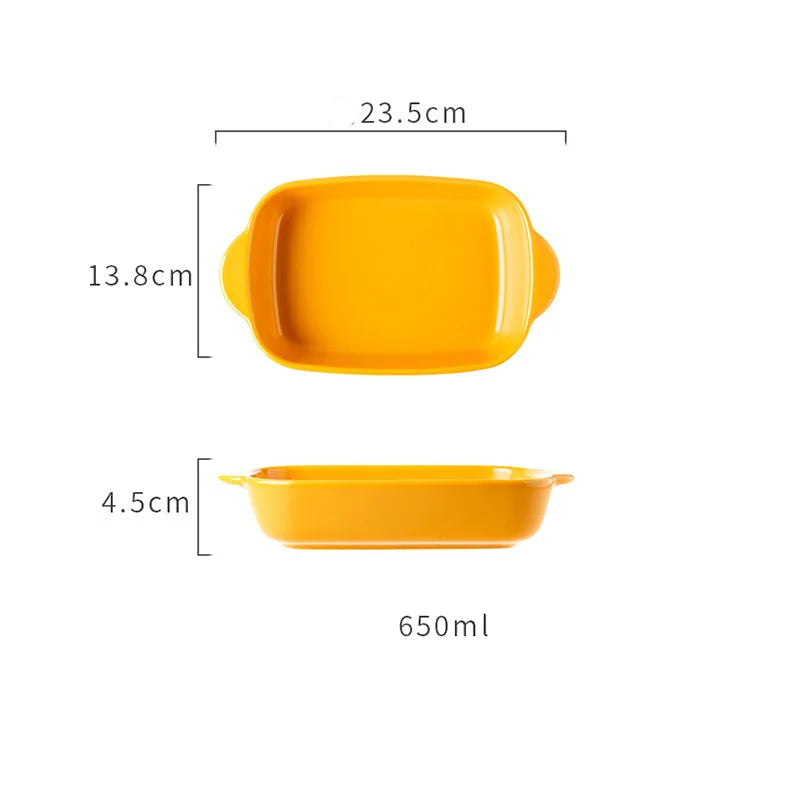 Ceramic Baking Dish — Oven-Safe Au Gratin Dish M-Y-Medium — Yellow