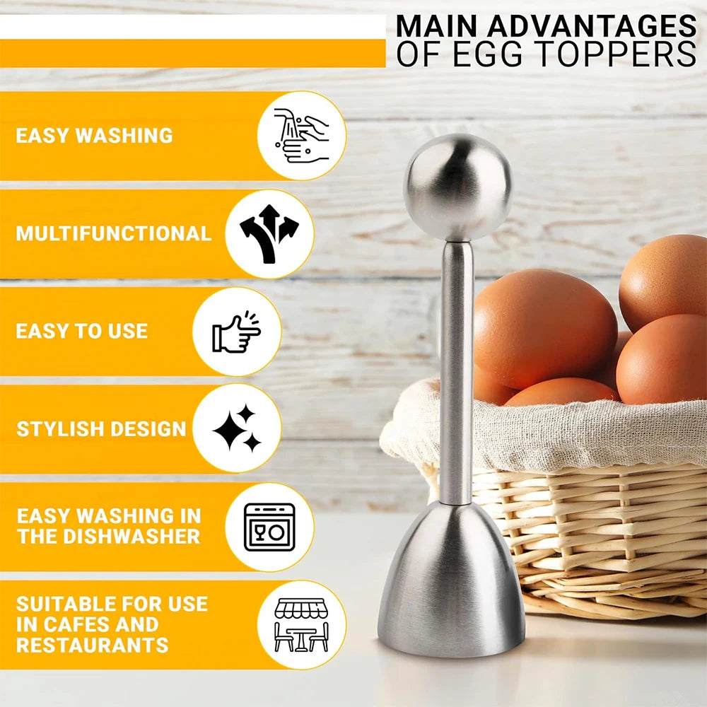 Stainless Steel Egg Topper & Cracker – Soft & Hard Boiled Egg Cutter and Opener – Great for Neatly Topping Boiled Eggs