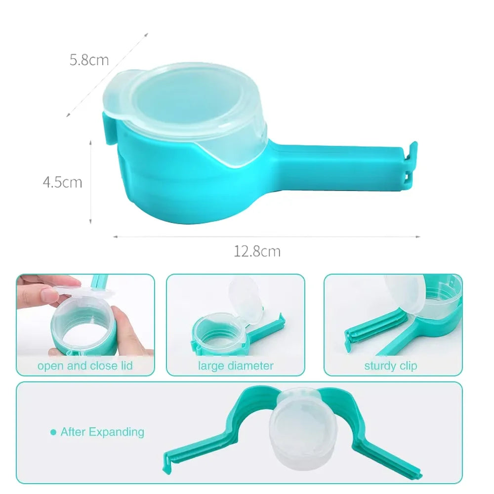 4 Piece Food Bag Sealing Clips with Pour Spout – Kitchen Storage Clips & Bag Sealers – Great for Crisps, Cereal & Snacks